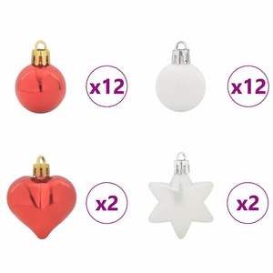 Ensemble de 40 boules de Noël rouges et blanches, boules en plastique et décorations pour arbre de Noël - Product Image 5