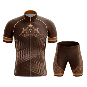 Conjunto de Jersey de Ciclismo para Hombre, Color Marrón con Logotipo Dorado, Transpirable, de Poliéster, para Bicicleta de Carretera, Diseño Personalizado para Adultos - Product Image 1