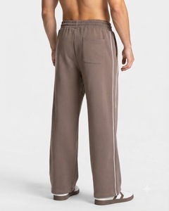 Wholesale Men's Brown <b>Oversized</b> Contrastline Custom Tracksuit Set Premium Quality Cotton Fleece Hoodie & Wide Leg <b>Sweatpants</b> - Product Image 6