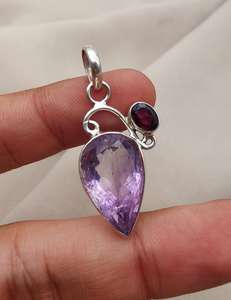 Pendentif Améthyste Grenat en Argent Sterling 925, Bijou Fait Main pour Femme et Homme, Collier Unique en Pierre Précieuse, Cadeau Élégant - Product Image 3