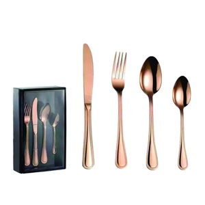 Stainless Steel Cutlery Set Party <b>Knife</b> Spoon Fork Tableware Kit at Wholesale Price Cutlery Set Copper Color - Product Image 1