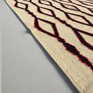 พรมคิลิมทำมือจากขนสัตว์เป็นมิตรกับสิ่งแวดล้อม ลายพิมพ์นามธรรมทันสมัย พื้นสีครีม ทอแบบเรียบ สำหรับห้องนั่งเล่น - Product Image 5