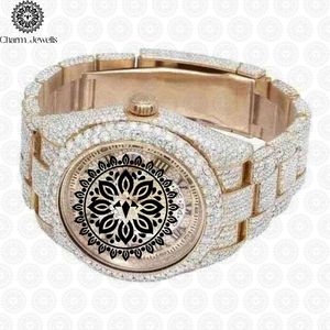 Charm_Jewells Montre de luxe en or pour femme, mouvement à quartz analogique, cadran rond de 42 mm, cristal saphir, montre de mode féminine - Product Image 1