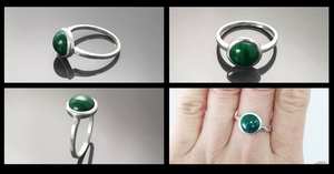 Anillo de malaquita auténtica, plata de ley 925, piedra de protección natural, joyería para mujer, regalo delicado - Product Image 2