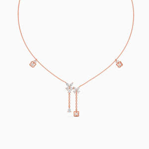 Collier unisexe vintage en or massif 14K plaqué or 18K, avec diamant naturel fantaisie intense taille poire et serti pavé, couleur E - Product Image 1