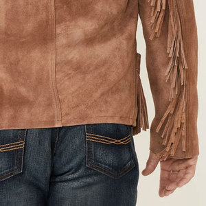 Men's Genuine <b>Suede</b> Leather Fringe Winter <b>Jacket</b> Premium Quality Plain Dyed Finish Full Size Range Custom OEM Wholesale - Product Image 4