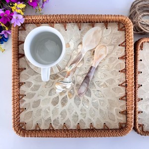 Plateau en rotin fait main, article tendance et très vendu, plateau de service pour collations et thé, personnalisation disponible, fabriqué en Inde par UO - Product Image 5