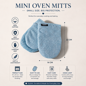 Manoplas de Horno Premium Mini 14x22 cm |   Guantes de Cocina de Algodón Resistentes al Calor, Protectores de Manos para Hornear, Cocinar, Barbacoa, Microondas y Platos Calientes - Product Image 5