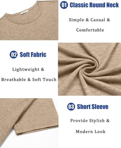 Camiseta de Algodón Cómoda para Hombre, Venta al por Mayor, Premium, Casual, Cuello Redondo, Manga Corta, Suave, Transpirable, Corte Ajustado, Lisa, Ecológica - Product Image 5