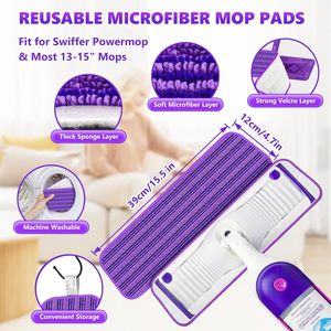 Mop Piatto in Microfibra BPAWA per Pulizia Pavimenti, 4 Panni Riutilizzabili e Lavabili per Uso Umido e Asciutto, per Cucina e Casa, Compatibile con Swiffer Powermop - Product Image 2