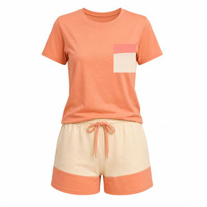 Conjuntos de camiseta y pantalones cortos para mujer, fabricados en fábrica, calidad premium, recién llegados, conjunto de 2 piezas, conjuntos de algodón para mujer - Product Image 1