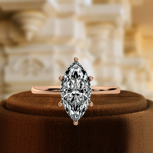 Bague de fiançailles en diamant de laboratoire taille marquise 1 carat, bague de mariage en or 14 carats avec halo caché, bague solitaire de mariée, bague en diamant vintage - Product Image 2
