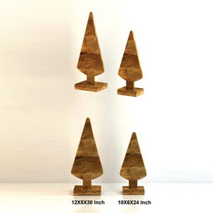 Set of 2 <b>Wooden</b> Decorative <b>Christmas</b> <b>Tree</b> Natural Finishing <b>Christmas</b> Decoration for Home Decorations - Product Image 3