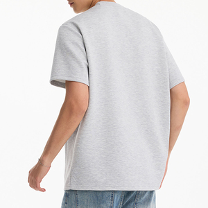 เสื้อยืดทรงบ็อกซี่แบบครอปพิเศษสำหรับผู้ชาย คอกลม ผ้าฝ้าย 100% เสื้อยืดผู้ชายทรงหลวมไหล่ตก เสื้อยืดเรียบ - Product Image 3