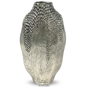 Jarrón Moderno de Metal Plateado Martillado - Centro de Mesa Floral de Aluminio Texturizado para Decoración de Hogar de Lujo, Bodas y Mesas de Hotel - Product Image 1