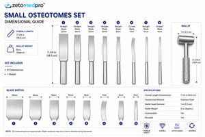Petit ensemble d'osteotomes avec 8 osteotomes et marteau ZETOMEDPRO - Product Image 6