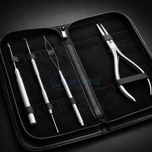 Kit d'extension de cheveux de qualité supérieure, 4 pièces, comprenant une pince de 7 pouces, un outil à boucle, une aiguille à tirer, un crochet pour micro-perles - Product Image 1