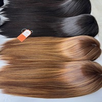 Perruque Bob en cheveux vietnamiens vierges, couleur personnalisée brun clair mélangé blond, avec dentelle transparente, texture lisse et ondulée