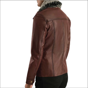Veste en cuir véritable marron pour homme avec doublure en fourrure, vêtement d'extérieur chaud et élégant de qualité supérieure pour l'hiver, décontracté et pour la moto - Product Image 5