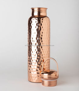 100% Pure Copper Insulated 900ML Hammered Eco-Friendly <b>Water</b> <b>Bottle</b> Lid Polished Best Seller for Yoga <b>Camping</b> Direct Drinking - Product Image 1