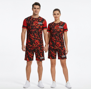 Conjunto Deportivo de Verano Ligero de Camiseta y Pantalones Cortos de Secado Rápido con Estampado de Mármol Abstracto |   Proveedor de Trajes Deportivos Transpirables - Product Image 1