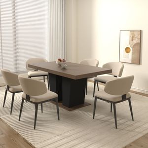 Tavolo da Pranzo Estensibile in Legno per 4-10 Persone, Tavolo da Cucina Trasformabile con Base a Doppio Piedistallo Robusta, Finitura Nera per Sale da Pranzo - Product Image 3
