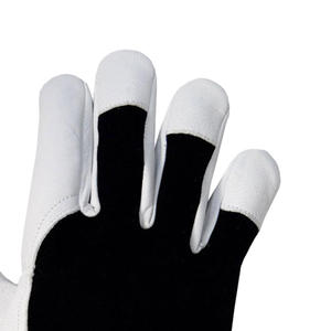 Guantes de trabajo de cuero de grano de cabra con dorso de tela de algodón entrelazado, guantes de conducción de cuero transpirables, cómodos y seguros para las manos. - Product Image 2