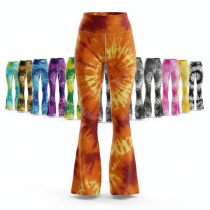 Pantalon de yoga évasé taille haute tie-dye pour femme 2026, leggings d'entraînement personnalisés imprimés à pattes d'éléphant, pantalon de fitness doux - Product Image 1
