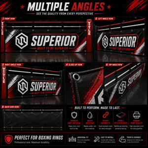 Boxing Ring Side <b>Banners</b> Made from durable, high-quality PVC material, this <b>banner</b> features vibrant full-color printing - Product Image 5