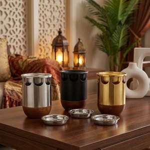 Brûleur d'encens élégant en métal avec base en bois, diffuseur d'aromathérapie, collection Ramadan, dernière arrivée pour la décoration intérieure, utilisation toute saison - Product Image 3