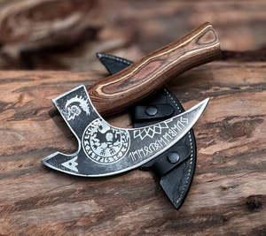 Hacha Tomahawk Hecha a Mano con Hoja de Acero al Carbono y Mango de Madera, Diseño Vikingo, Hacha para Cortar Pizza de 7 Pulgadas de Largo, Suministros UA - Product Image 5