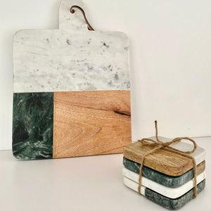 Planche à découper personnalisée en bois d'acacia et marbre avec poignée, bloc de découpe personnalisable gravé au laser - Product Image 6