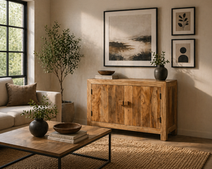 Industrial Mango Wood <b>Sideboard</b> Solid Wood Storage Cabinet Living Room Furniture Dining Room Furniture <b>Kitchen</b> Cabinet - Product Image 1