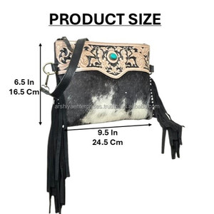 Bolso Bandolera de Cuero Negro Premium con Pedrería Turquesa, Gran Capacidad, Estilo Bohemio Occidental, para Mujer, Ideal para Viajes - Product Image 2