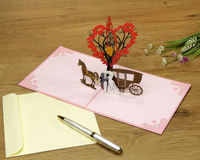 Carte d'invitation 3D pop-up Saint-Valentin en papier fait main – Conception personnalisée, minimum 300 pièces, du Vietnam