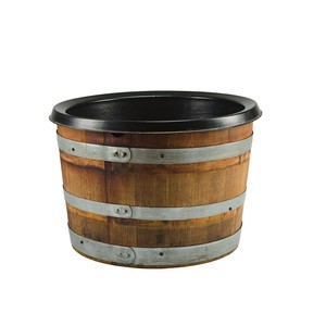 Jardinera Rústica de Madera de Mango en Forma de Barril de Vino - Decoración de Jardín Artesanal al por Mayor - Product Image 6