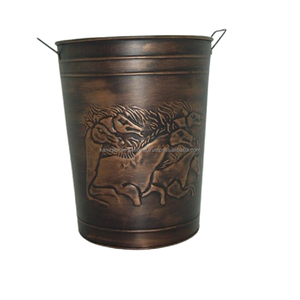 Jardinière ronde en métal gravé gris foncé avec poignées pour la maison, le restaurant et le jardin - Utilisation écologique en extérieur/intérieur - Product Image 6