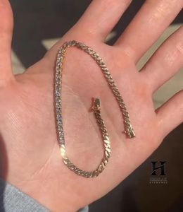 Bracelet hybride pour homme, style tennis et chaîne cubaine, demi-diamant, demi-chaîne en or - Product Image 4