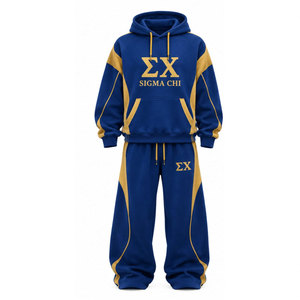Ensemble de survêtement Sigma Chi, lettres grecques bleues et dorées, sweat-shirt à capuche et pantalon long, tenue décontractée, 1855 - Product Image 2