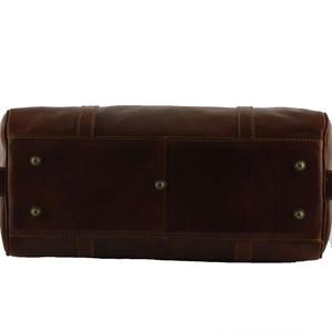 กระเป๋าเดินทางหนังสไตล์เรโทร ดัฟเฟิลวีคเอนเดอร์ ความจุขนาดใหญ่ พกพาสะดวก น้ำหนักเบา ทำด้วยมือ กระเป๋าถือขึ้นเครื่อง ซิปใส่พาสปอร์ตด้านนอก - Product Image 6