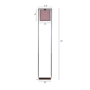 Lampadaire chromé moderne rose taupe, luminaire sur pied de luxe, abat-jour rectangulaire minimaliste, structure métallique élégante, contemporain et raffiné - Product Image 1