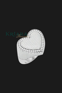 Bague de cocktail en argent 925 plaqué or 18 carats pour femme, sertie de moissanite en forme de cœur, monture pavée, bijou de fiançailles romantique - Product Image 2