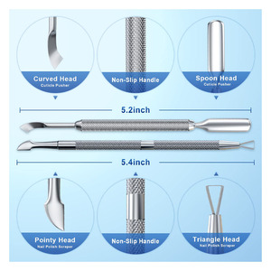 2PCS Metal Silver Cuticle Pusher and Scraper, Nail Trimmer Cutter Stainless Steel Gel Scraper Tool with custom logo - Product Image 2