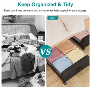 2 Confezioni di Contenitori per Organizzazione Sotto il Letto con Coperchio Trasparente e Chiusura a 360 Gradi, 42L/11Gal, Cassetti Scorrevoli per Organizzare Vestiti - Product Image 6