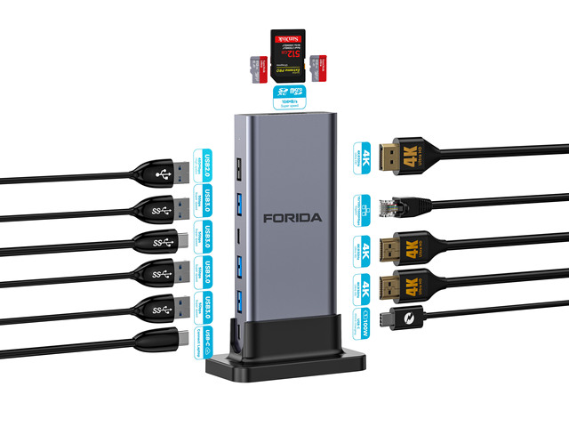 2026 Pc Accessories, Vertical Design 13 in 1 Docking Station Usb C, MST 4K60Hz HDMI Adapter for MacBook