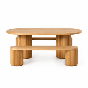 Ensemble table et bancs de jardin en teck massif pour café, restaurant, terrasse et bord de piscine - Product Image 5