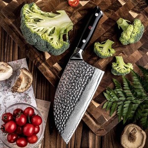 Cuchillo de carnicero de acero de Damasco hecho a mano con mango de madera, hoja de 6-7.9 pulgadas, diseño industrial ambidiestro para cortar carne - Product Image 4
