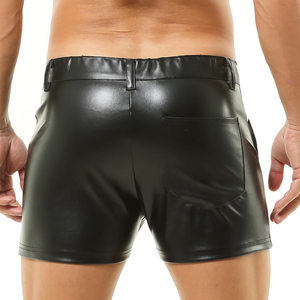 High Quality <b>Men</b> Leather <b>Shorts</b> OEM Wholesale Custom Logo Biker Style Multiple <b>Pocket</b> Outdoor Training Wear Leather <b>Shorts</b> <b>Men</b> - Product Image 2