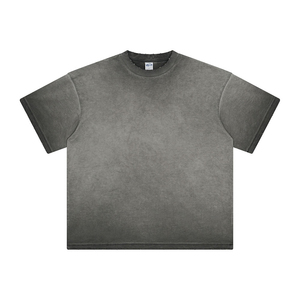 T-shirt vintage surdimensionné délavé à l'acide pour homme, logo personnalisé, effet vieilli, coton épais 100%, motif imprimé vierge - Product Image 2