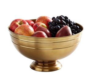 Maravilloso tazón de latón para servir frutas secas con acabado dorado que agrega un toque moderno y tradicional a la presentación de aperitivos. - Product Image 1